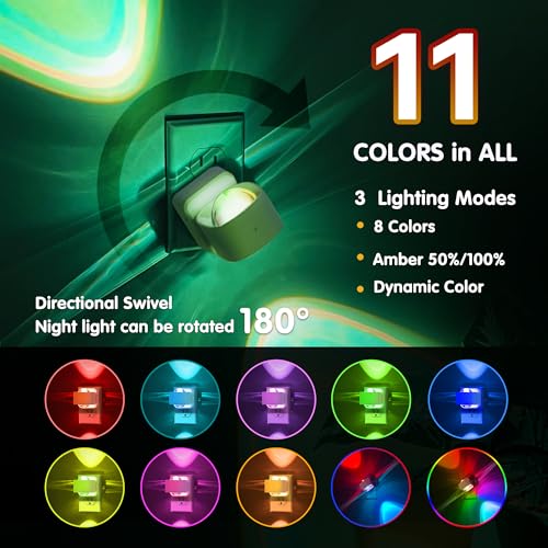 Night Light Color Changing Night Lights Plug into Wall RGB (2 Count)