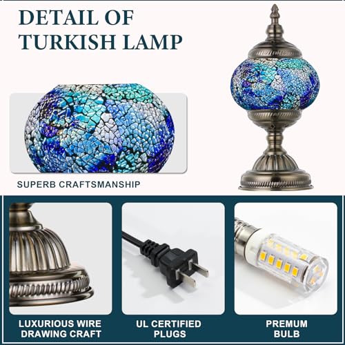 Turkish Mosaic Lamp Stained Glass Table Lamp with Tiffany Style