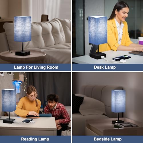 Bedside Table Lamp for Bedroom with 2USB Ports