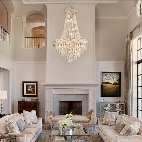 12 Light Gold Crystal Chandeliers