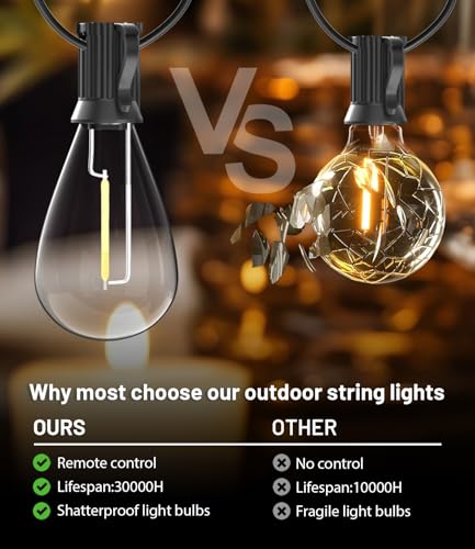 100FT LED Outdoor String Lights with Remote (100 Foot)