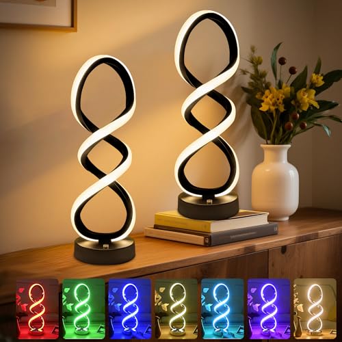 Modern Spiral LED RGB Table Lamp (2 Count)