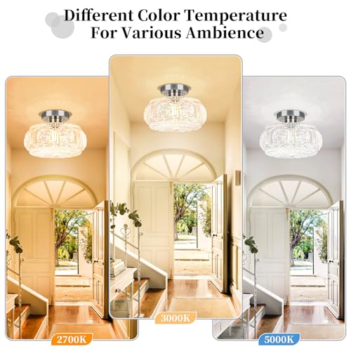 11 Inch Globe Glass Semi Flush Mount Ceiling Light Fixture