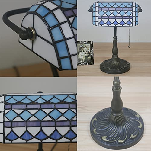 Tiffany Style Bankers Table Lamp Stained Glass Piano Desk Lamp Vintage Bedroom Bedside Lamp for Study