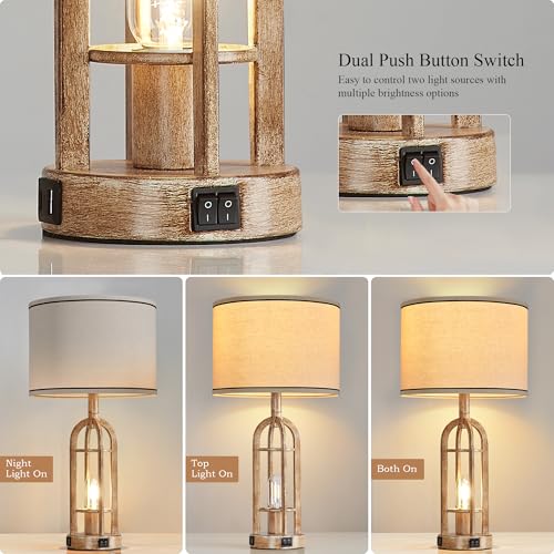 Farmhouse Table Lamps for Living Room End Table Set of 2 (2 Count)