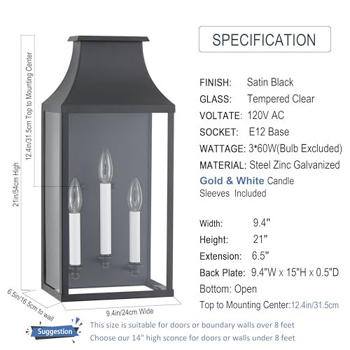 21" Large Classic Outdoor Wall Light Fixture