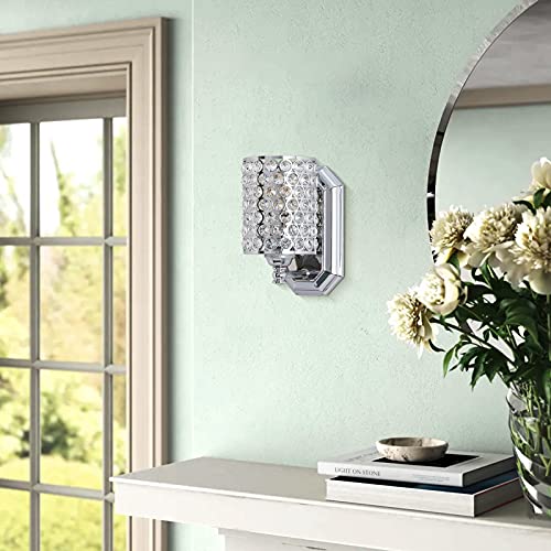 Crystal Wall Sconce Chrome Dry&Wet Dual Use 2 Pack 1 Light UL Certified (2 Count)
