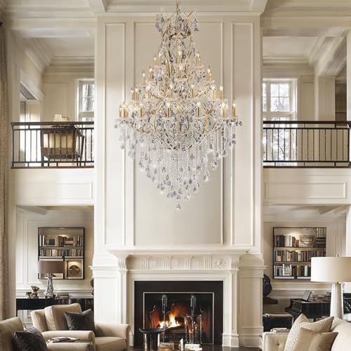44 Lights Large Crystal Chandelier for High Ceilings
