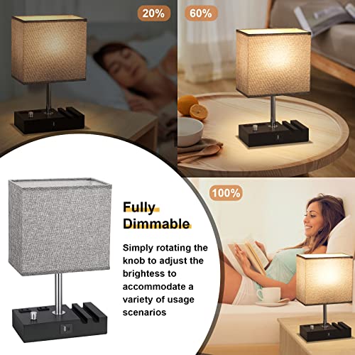Grey Bedside Table Lamps Set of 2 (2 Count)