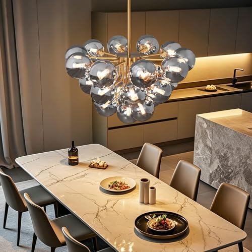 Sputnik Chandelier 23 Lights Mid Century Modern Chandelier Black and Gold