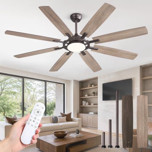 65 Inch Black Ceiling Fans with 3CCT Lights and Remote (Oil Bronze / 65")