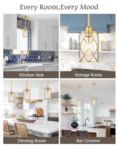 Brushed Gold Pendant Lights Kitchen Island (2 Count)
