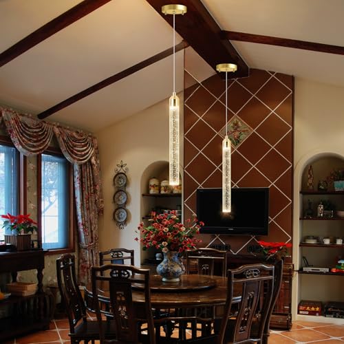 1 Light Modern Crystal Chandeliers LED Dimmable Pendant Lighting for Kitchen Island Dining Room Hallway