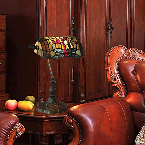 Tiffany Style Bankers Table Lamp Stained Glass Piano Desk Lamp Vintage Bedroom Bedside Lamp for Study