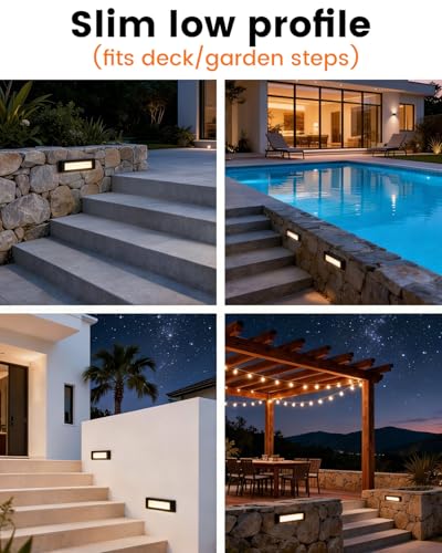 1 Pack 6.5" LED Outdoor Step Lights 3000K Low Voltage Stair Lights