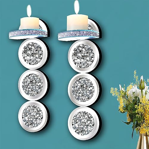 Set of 2 Crystal Crush Diamond Candle Sconces (2 Count)