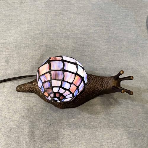 L10976 Purple Land Snail Tiffany Style Stained Glass Accent Lamp