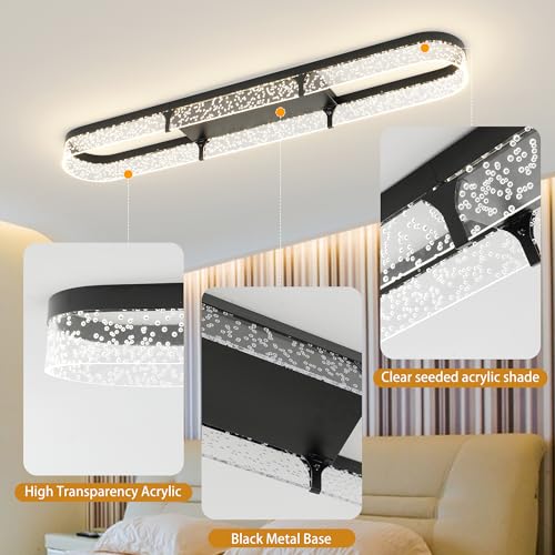 43 inch Modern Black LED Ceiling Light Fixture
