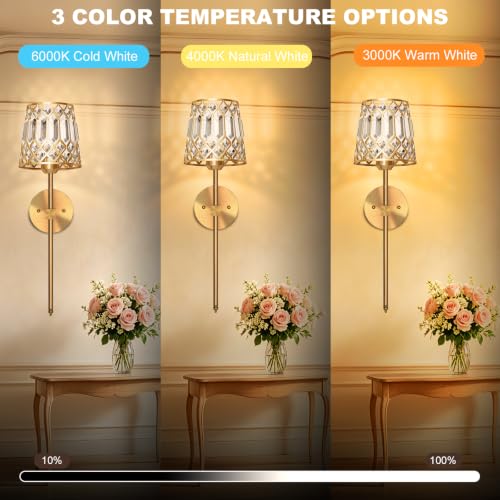 Gold Battery Operated Wall Sconces Set of 2