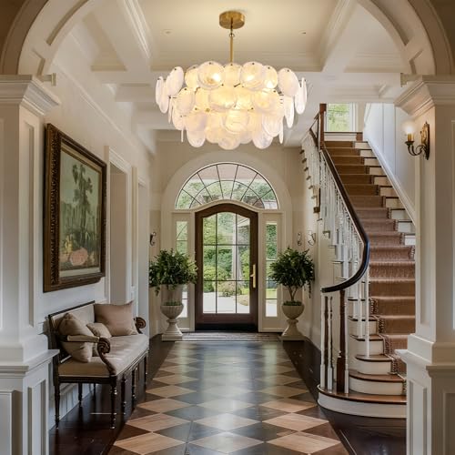 Large Gold Modern Glass Chandelier