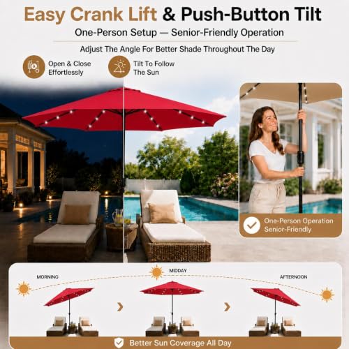 9FT Solar Patio Umbrella w