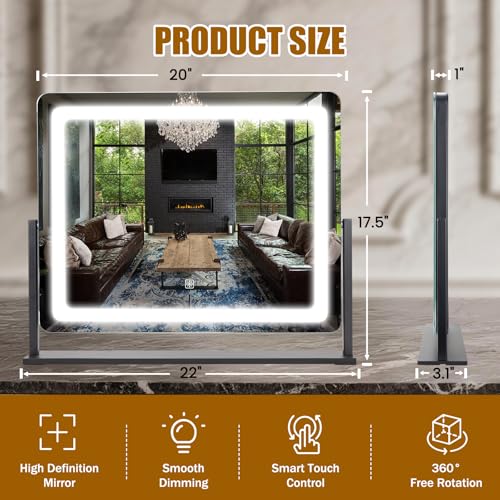 Vanity Mirror with Lights 22"×17"