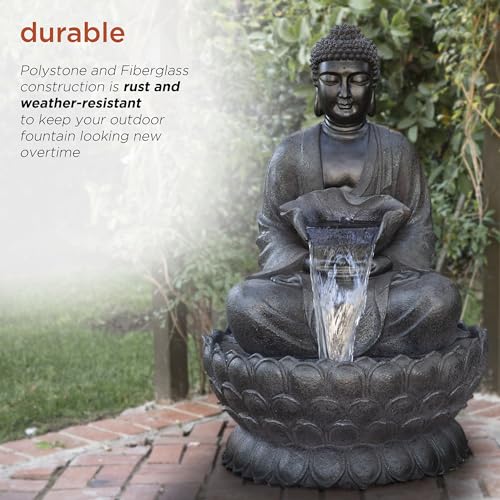 WIN1170 53" Outdoor Floor Calming Buddha Statue Waterfall Fountain