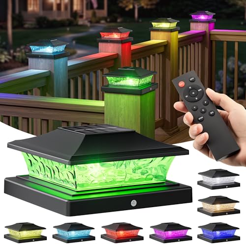 4x4 Post Solar Lights Color Changing with Remote (8 Count)