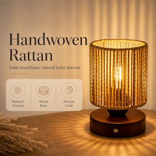 Cordless Rattan Table Lamp