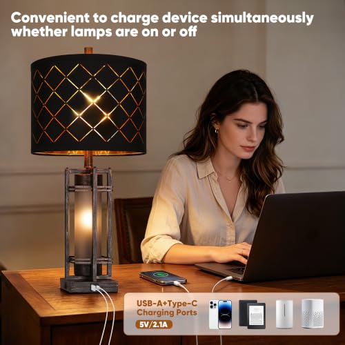 27'' Modern Table Lamp with Nightlight
