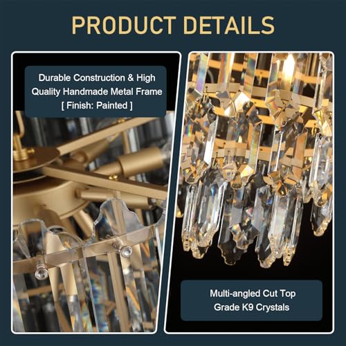 Modern Crystal Chandelier Gold 24" K9 Crystal Chandelier 6