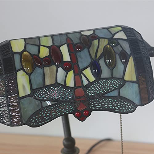Tiffany Style Bankers Table Lamp Stained Glass Piano Desk Lamp Vintage Bedroom Bedside Lamp for Study