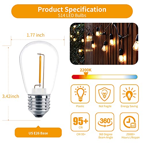 24 Pack S14 LED Outdoor String Light Replacement Bulbs (24 Count)