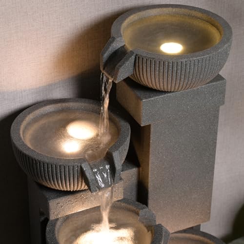 39.76” H 5 Tiers Cascading Bowls Outdoor Water Fountain Made with Eco