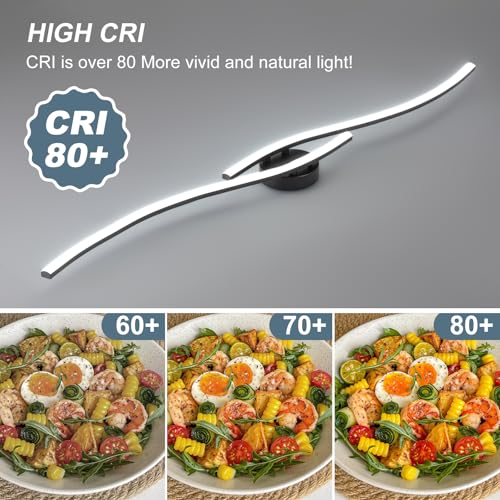 47.24Inch Linear Ceiling Light 6000K Black Modern Ceiling Light Fixture 35W Long Flush Mount Ceiling Lamp for Hallway