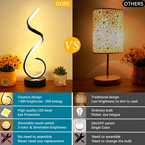Modern Spiral LED Table Lamp for Bedroom