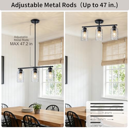 Hammered Glass Dining Room Light Fixture