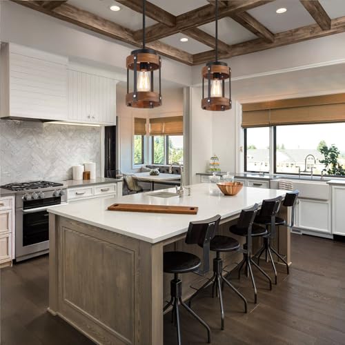 Rustic Farmhouse Wood Pendant Light Fixture One