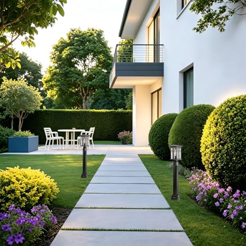2 Pack Black Outdoor Lamp Post with Base