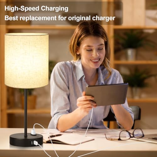 2 Pack Touch Control Table Lamps with 2 USB & AC Outlet