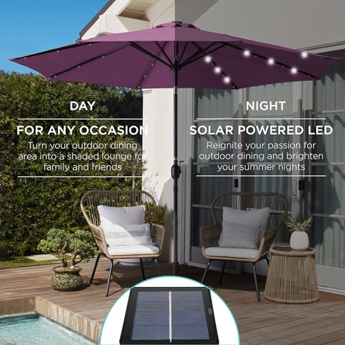 10ft Solar Polyester LED Lighted Patio Umbrella w