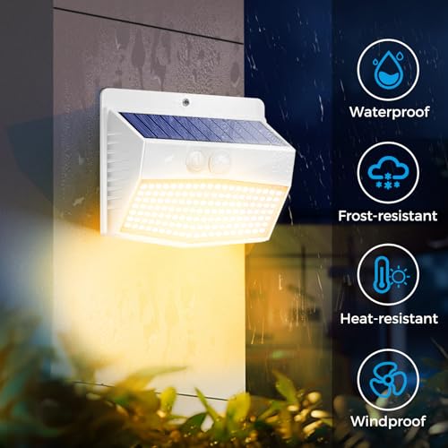 4 Pack Solar Motion Sensor Lights Outdoor Waterproof with 3 Modes (4 Count)