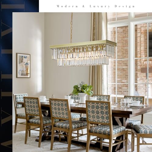 Modern Rectangular Crystal Chandelier Gold Island Rectangle Pendant Light