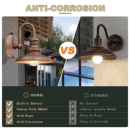 Dusk to Dawn Sensor Rustic Outdoor Gooseneck Barn Light Fixture
