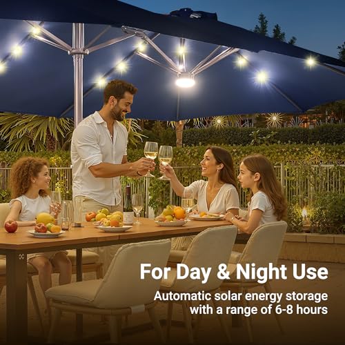 15 Ft Umbrella Outdoor Patio Solar Lights With Base