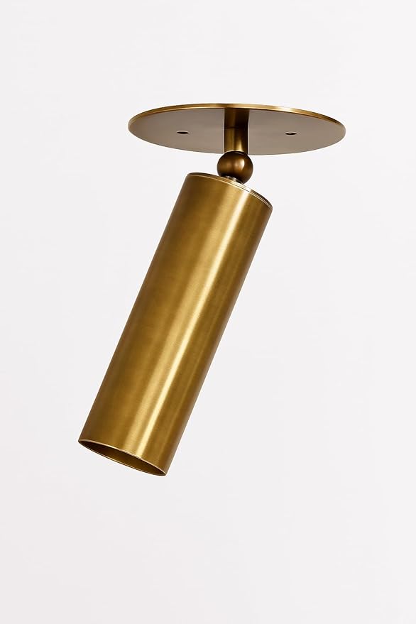 Adjustable Brass Ceiling Spotlight – Modern Rotatable Antique Finish LED Light Fixture for Indoor Accent & Track Lighting – Vintage Minimalist Ceiling Mount Light for Home, Office (Blackened Brass)
