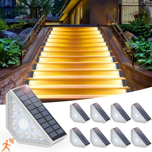 Motion Sensor Solar Stair Lights Outdoor (8 Count)