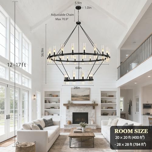 Black Wagon Wheel Chandelier 2 Tier