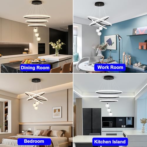 LED Modern 3 Ring Chandelier