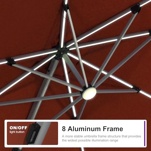 Patio Umbrella with Base 9' X 12' Solar LED Light